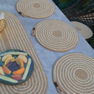 Jute Placemat Set (1piece Runner, 6 piece Placemat)