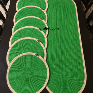 Jute Table Runner Set_Green&White (Copy)