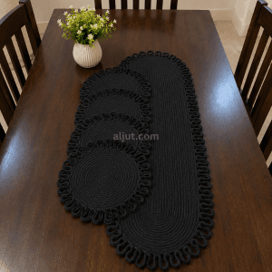 Jute Table Runner Set_Black