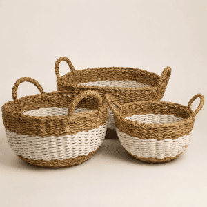 Handwoven Seagrass & Jute Basket
